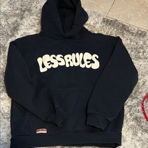 Zara boys 
LESS RULES Navy Hoodie with White Logo